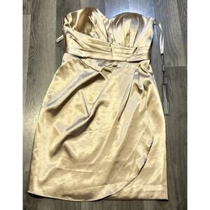 Amelia Couture Gold Dress Size 8 Bridesmaid Cocktail Short Bodycon New